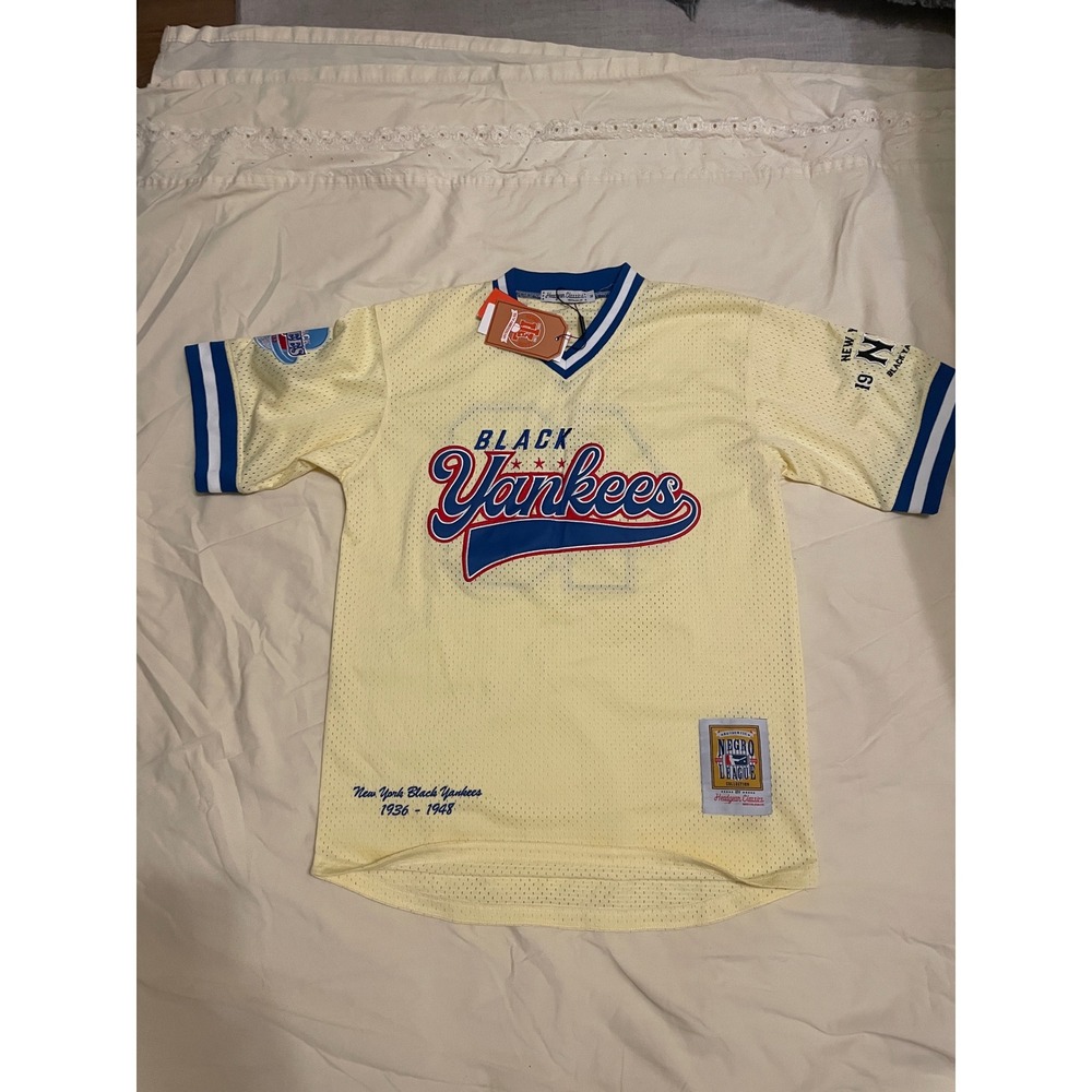 Headgear Classics NWT NY Black Yankees Negro League Mesh Jersey Cream Mens M